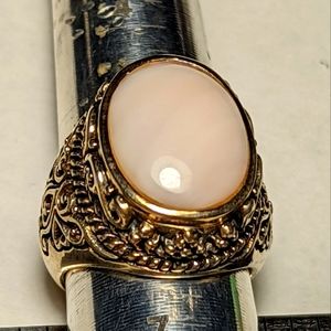Pink Opal and sterling silver ring vintage